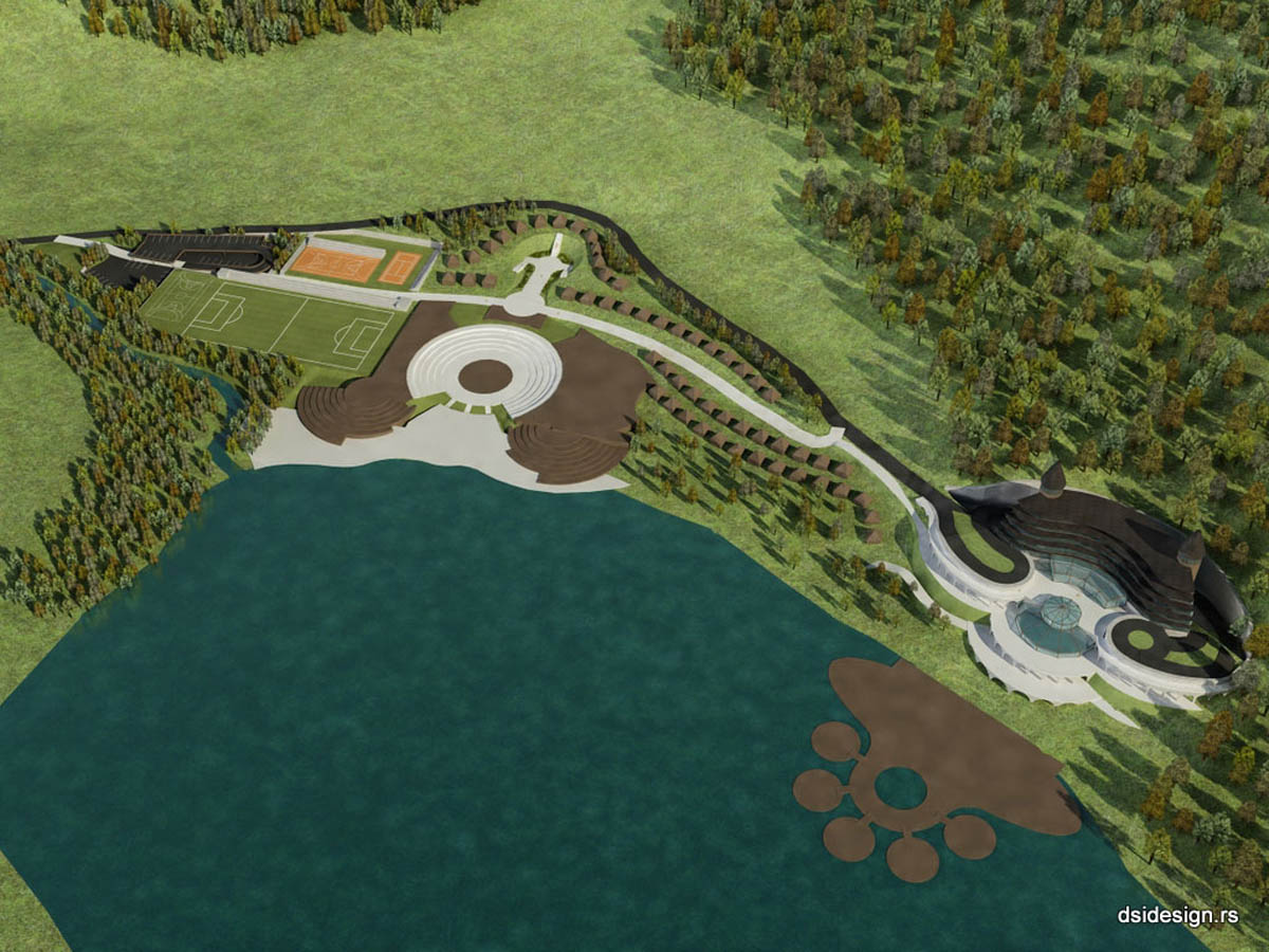 3D Vizuelizacija Eksterijera 3d jezero turistički kompleks